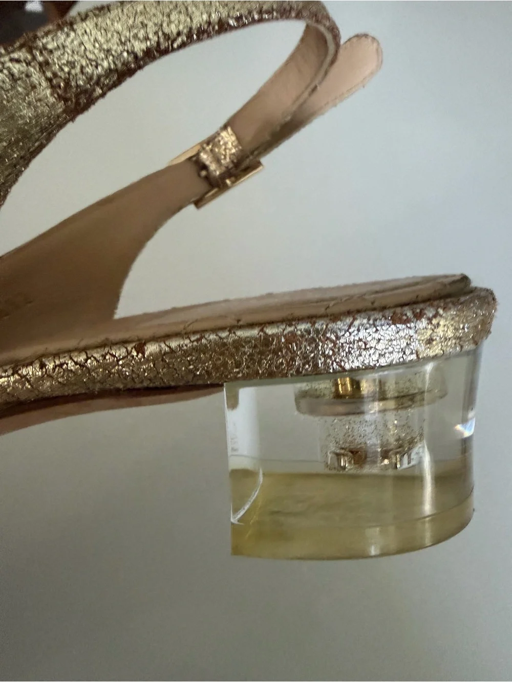 Vintage CHANEL Gold Open-Toe Slingback Heels